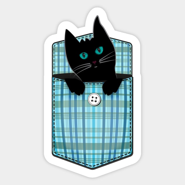 Black Pocket Cat Sticker by PolinaPo